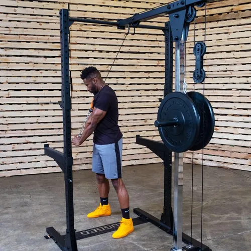 Miniatura 4 de Rugged Fitness (Y230) Accesorio LAT para rack de alimentación incluye barras LAT y de fila con diseño de placa cargada y compatible