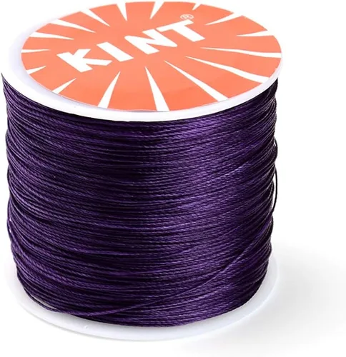 Miniatura 23 de Cordón de poliéster encerado de 119 yardas de 0.020 in, cuentas gruesas y coloridas pulseras de hilo trenzado para macramé para fabricación