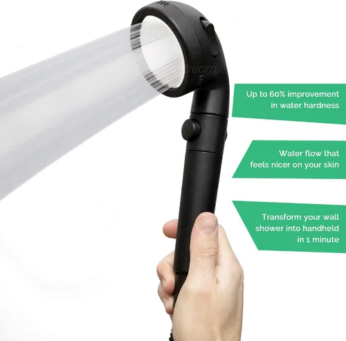 Miniatura 4 de Sistema de cabezal de ducha original StoneStream® EcoPower, filtro iónico similar al spa para suavizar el agua, aumentar la presión y ahorrar agua