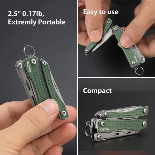 Miniatura 4 de NEXTOOL EDC Llavero Multiherramienta, 10 en 1 Mini Cuchillo de Bolsillo Multiherramienta con Alicates de Punta Fina, Tijeras, Mini Gadgets Útiles