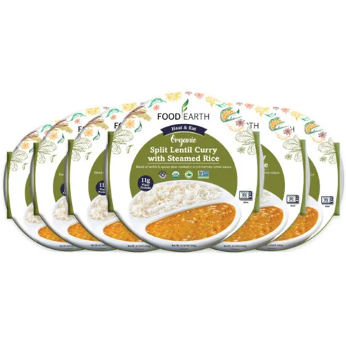 Miniatura 14 de Food Earth Paquete de cocina india listo para comer – Curry de lentejas partidas, curry de garbanzos con arroz al vapor y biryani de verduras