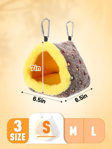 Miniatura 4 de Nido pequeño de invierno cálido para jaula - Cómoda cama para pájaros con tablero de soporte, hamaca colgante, caseta de cobertizo, cabaña escondite