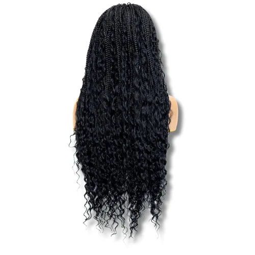 Miniatura 16 de PIB - Peluca trenzada bohemia de encaje completo de 24 pulgadas, pelucas trenzadas sin nudos para mujeres negras, peluca trenzada sintética