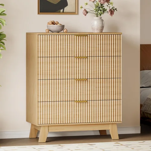 Miniatura 62 de BORNOON Cómoda alta de 46" para dormitorio, cómoda de 6 cajones acanalados, cómoda moderna de madera con almacenamiento profundo, correderas