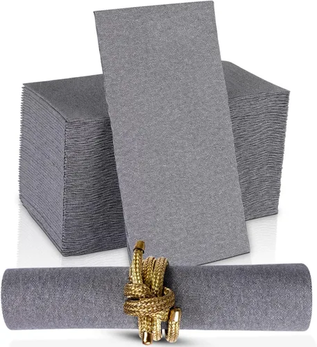 Servilletas de papel desechables tipo tela, paquete de 50 servilletas de cena negras de 12 x 17 pulgadas con tacto de lino para bodas, fiestas,
