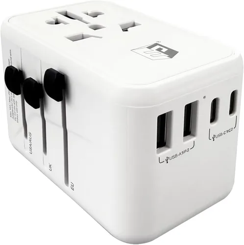 EP Adaptador de viaje internacional de 65 W, toma de corriente universal con 3 puertos USB-C y 2 puertos USB-A, adaptador de enchufe mundial,