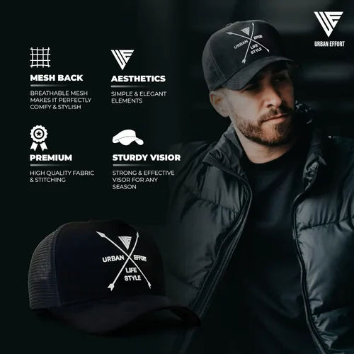 Miniatura 134 de Urban Effort Gorra trasera de malla, para hombres y mujeres, gorra de béisbol de 5 paneles, gran cierre a presión para caza y senderismo