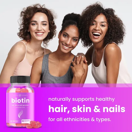 Miniatura 3 de NutraChamps Gomitas de biotina sin azúcar de 10000 mcg [alta potencia] – Cabello saludable, piel y uñas para mujeres, hombres y niños – 5000 mcg