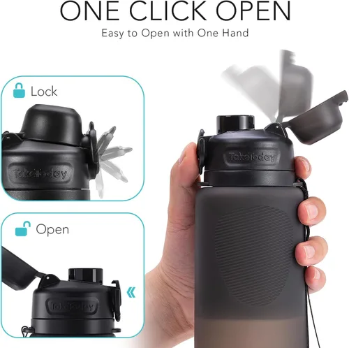 Miniatura 4 de TakeToday Botellas de agua plegables de 32 onzas, botella de agua plegable de viaje, sin BPA, botella de agua de silicona a prueba de fugas