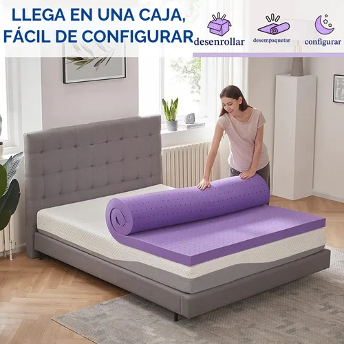 Miniatura 5 de SINWEEK Cubrecolchón de espuma viscoelástica de gel de 1.5 pulgadas, ventilado, suave, para aliviar la presión, almohadilla para colchón