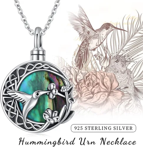 Miniatura 7 de JUSTKIDSTOY Collar con colgante de colibrí de plata esterlina S925 con flores, pájaros, animales, joyería de regalo para mujer