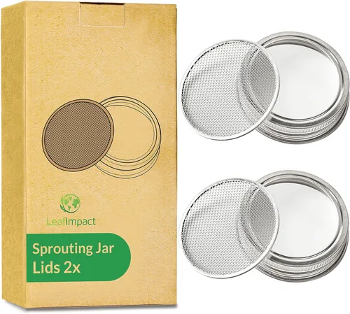 Paquete de 2 tapas para tarros de germinación de semillas | Para tarros Mason de boca ancha de 3.38 pulgadas | Brotes frescos en casa | Filtro para