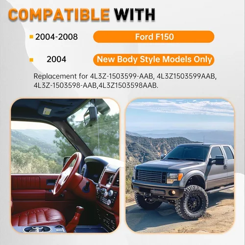 Miniatura 2 de ECOTRIC Par de mangos de tirador interior para pilar A compatible con Ford F150 F-150 2004-2008 para lado del conductor y del pasajero, reemplazo