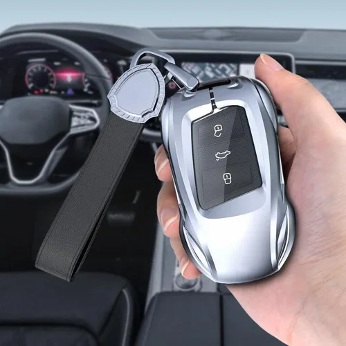 Miniatura 6 de Funda de metal de aleación de zinc para llavero de automóvil, compatible con Volkswagen, VW, Atlas, Golf, Alltrack, Jetta, Passat, Arteon, Tiguan