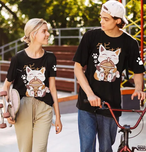 Miniatura 2 de Camiseta Kawaii de anime con diseño de gato de burbujas