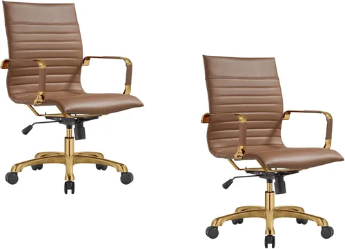 Miniatura 10 de LeisureMod Harris - Silla de oficina ejecutiva ergonómica moderna, silla de escritorio de piel con respaldo alto con altura ajustable, control