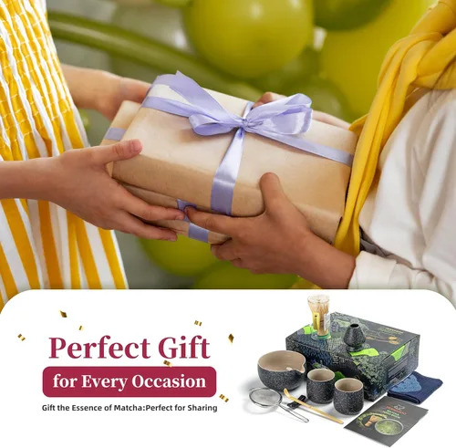 Miniatura 6 de TEANAGOO Juego de 9 Piezas Batidor de Matcha, Juego de Matcha de Cerámica, Kit de Matcha para Ceremonia, Juego de Té Matcha para Hacer Negro carbón 2