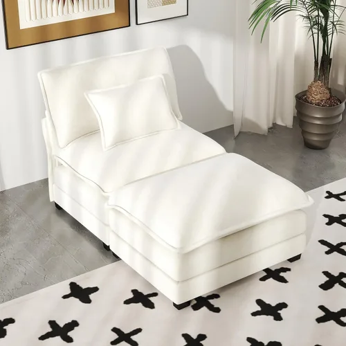 Miniatura 26 de Real Relax 145'' Sofá seccional modular, sofá convertible de 4 plazas con chenilla, 8 almohadas y 2 reposabrazos para sala de estar, oficina