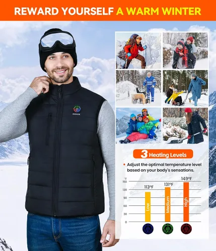 Miniatura 5 de DOACE Chaleco térmico mejorado para hombres y mujeres, chaleco de calefacción eléctrica inteligente, chaqueta térmica ligera (batería no incluida)