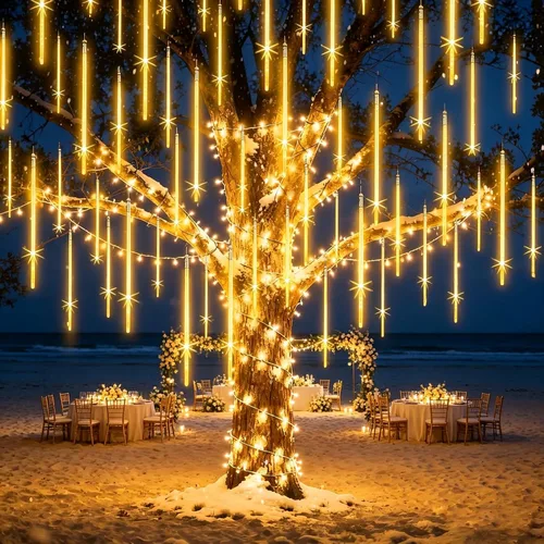 Miniatura 13 de EAGWELL Luces de Lluvia de Meteoros de Navidad, 20 en 20 Tubos Luces de Lluvia en Cascada con Cambio Automático con 12 Modos, Decoración Navideña