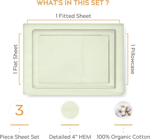 Miniatura 4 de Sleep Mantra juego de sábanas Premium de 100% algodón orgánico para cama Twin XL - tejido de percal suave y refrescante - juego de ropa de cama de 4