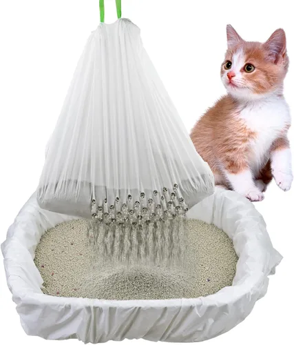 Bolsas para caja de arena para gatos con agujeros, con cordón, resistentes a los arañazos (1, 36 x 18 pulgadas (paquete de 7 unidades)