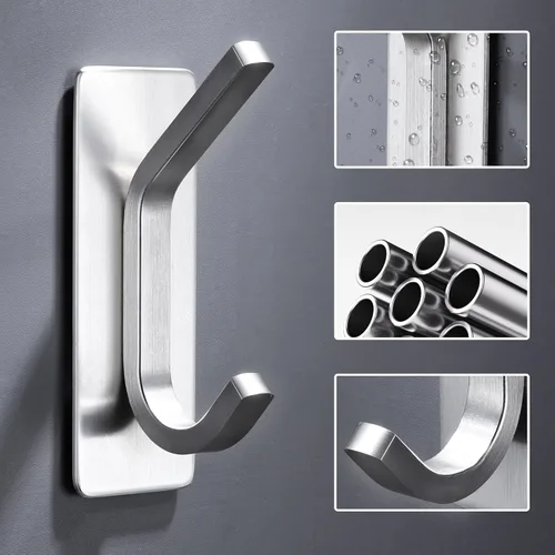 Miniatura 4 de DELITON Ganchos Adhesivos para Toallas de Baño - Paquete de 4 Ganchos Resistentes para Pegar en la Pared, Perchas Impermeables para Batas/Abrigos