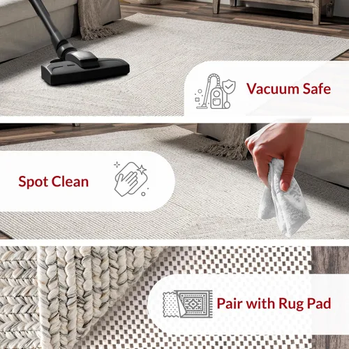 Miniatura 5 de nuLOOM 3 x 5 pies Alfombra trenzada sólida para interiores y exteriores, apta para mascotas, resistente al tráfico y a la intemperie, para patio