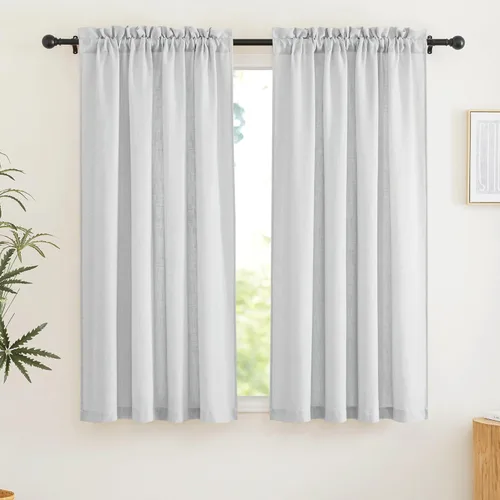 Miniatura 80 de RYB HOME Cortinas extralargas de 108 pulgadas de largo, transpirables con bolsillo para barra, cortinas traslúcidas blancas para sala de estar