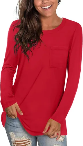 Miniatura 2 de HOTGIFT Womens Fall Winter Tunic Tops Long Sleeve Crewneck T-Shirts Loose Comfy Soft Blouse with Pocket