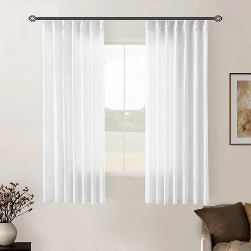 Miniatura 125 de Cortinas de lino natural con pliegues fruncidos de 120 pulgadas de largo para sala de estar, cortinas plisadas con ganchos y lengüeta trasera