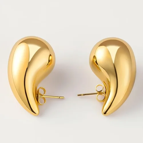 Miniatura 4 de KIAISXES Aretes de aro de gota de agua de oro extra grandes, aretes gruesos para mujer, ligeros, hipoalergénicos, chapados en oro, joyería de moda