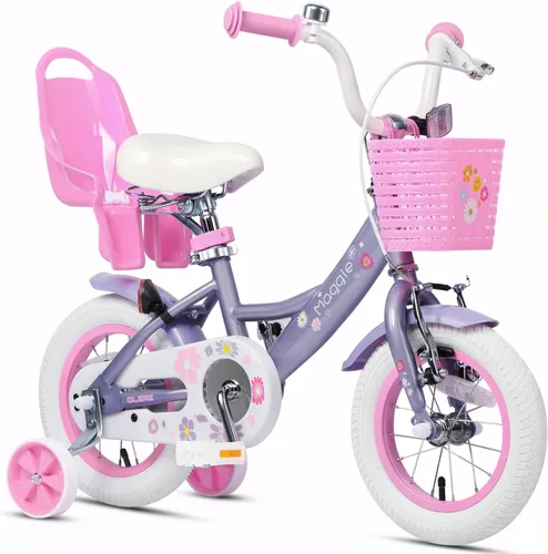 Miniatura 26 de Glerc Maggie Girls Bike, 12-20 Inch Kids Bike for 2-13 Years Old Children, Princess Style Kids Bicycle with Doll-Seat & Basket & Training Wheels