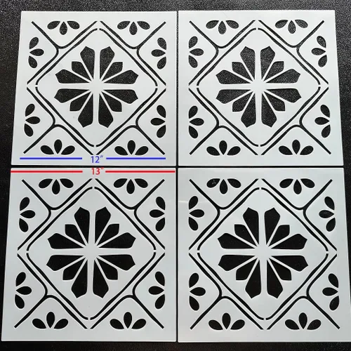 Miniatura 5 de HELLATHUND 4 plantillas de azulejos reutilizables de 12 x 12 pulgadas, plantillas de hormigón para patio, plantillas de piso grandes para diseño