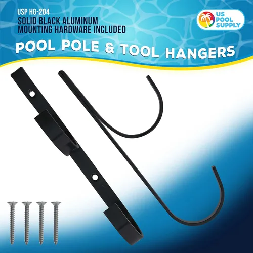 Miniatura 2 de U.S. Pool Supply Colgador de Pértiga para Piscina - 2 Ganchos de Aluminio Negro para Pértiga de Piscina - Gancho de Valla para Equipos de Redes