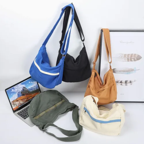 Miniatura 7 de WantGor Bolso cruzado de lona para mujeres y hombres, bolso grande de hombro, bolso de mano de trabajo, bolso casual