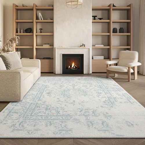 Miniatura 10 de SAFAVIEH Colección Adirondack Alfombra de Área - 4' Redonda, Marfil y Plata, Diseño Oriental Envejecido, No Desprende Pelusa y de Fácil Cuidado