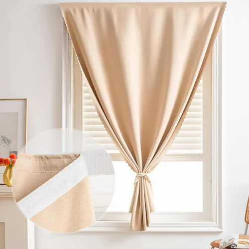 Miniatura 8 de Cortinas autoadhesivas, sin taladrar, sin varilla, cortinas opacas fáciles de instalar para persianas de ventana, dormitorio