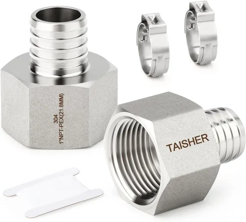 Miniatura 8 de TAISHER 2 accesorios Pex de acero inoxidable 304, 1/2 pulgada Pex x 1/2 pulgada NPT hembra, 1/2 pulgada Pex montaje con 2 abrazaderas de manguera