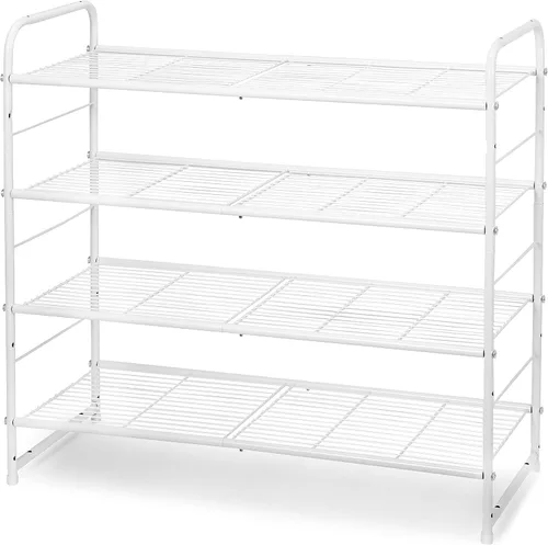 Miniatura 8 de Simple Trending - Zapatero apilable de 2 niveles, organizador de almacenamiento para zapatos de metal, negro