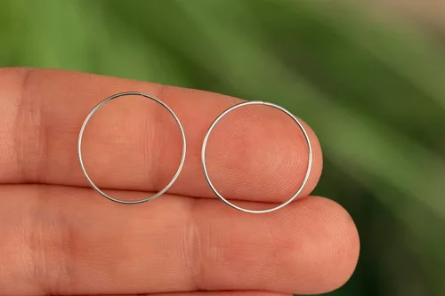 Miniatura 33 de Aretes de aro de oro de plata – Aretes de aro para mujer, dos piezas de aros de plata fina rellenos de oro, aro de hélice, anillo de tragus, aro