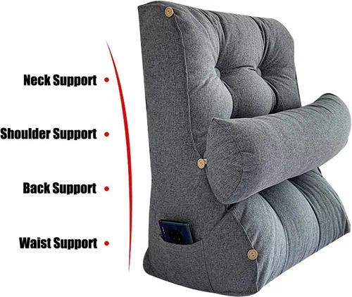 Miniatura 2 de Almohada de lectura con cuello, respaldo de cabecera triangular, cojín de soporte lumbar, almohada de apoyo de espalda para soporte de espalda, Verde