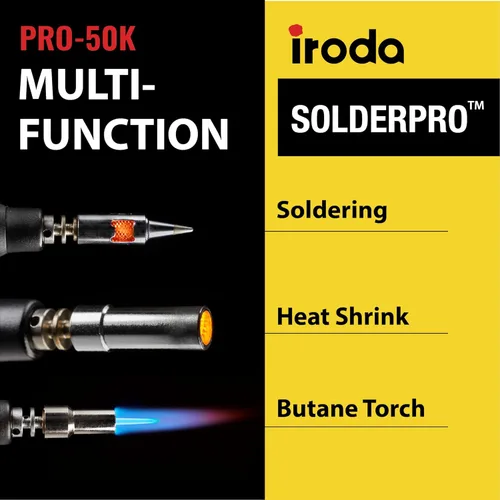 Miniatura 2 de IRODA SolderPro Kit de soldador de butano original 50K 4 en 1 inalámbrico 30-70 W grado profesional 18s herramienta de calor multifunción