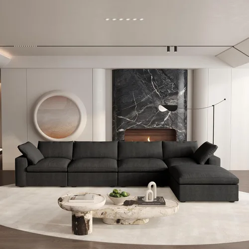 Miniatura 16 de Cloud - Sofá modular convertible de 80.3 pulgadas en forma de L para sala de estar con otomana de almacenamiento, sofás profundos minimalistas