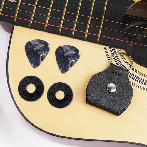 Miniatura 8 de Correa ajustable para guitarra incluye 2 cierres de correa y 2 púas a juego y 1 portapúas y 1 botón de correa de cuero.