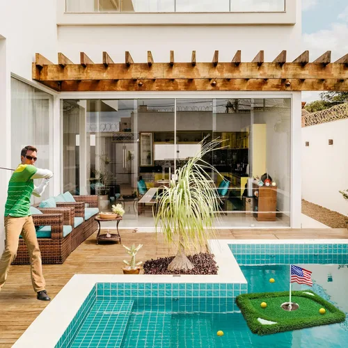 Miniatura 7 de SENSECLUB Red de astillado plegable y green flotante, objetivo de astillado de práctica de golf interior, juego de golf de patio trasero y regalos