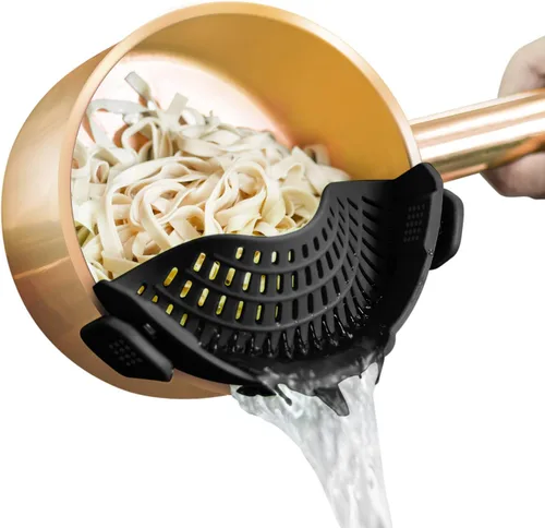 Miniatura 8 de AUOON - Colador grande con clip para todas las ollas y sartenes, colador de silicona de gran tamaño, diseño familiar, colador de pasta, colador