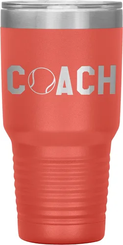 Miniatura 17 de Vaso de entrenador de tenis – Regalo de entrenador de tenis de 30 onzas con aislamiento de acero inoxidable grabado, color negro