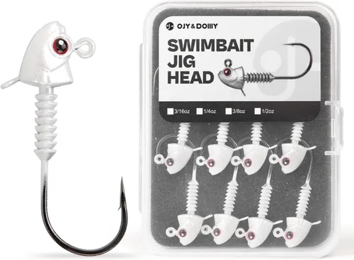 Miniatura 10 de Swimbait Jig Heads con soporte de cono apilado, minnow estilo ojo pesca jighead 3/16 1/4 3/8 1/2 oz (15 piezas)