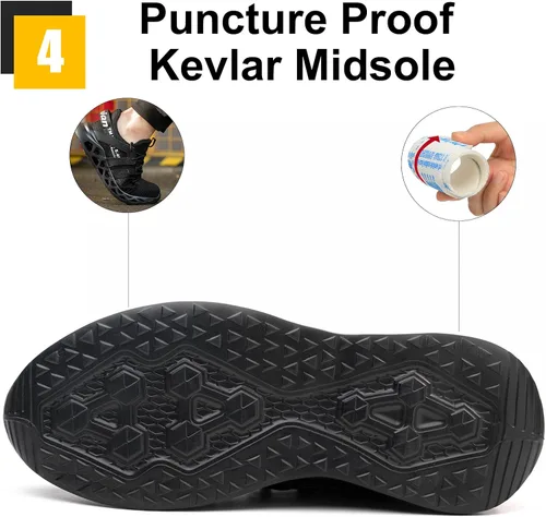 Miniatura 5 de Furuian Zapatos de punta de acero para hombres y mujeres cómodos tenis de acero para hombres zapatos de seguridad zapatos de trabajo antideslizantes
